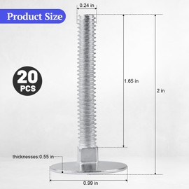 1/4-20 x 2 Elevator Bolts, Zinc Plated Flat Head Elevator Bolts for Roll-Up Doors, Garage Hardware & Industrial Fasteners, Part #01497323964-20 Piece