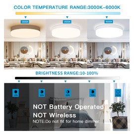 DLLT 24W Dimmable LED Flush Mount Ceiling Light Fixture with Remote, 8.66 Inch Modern Flat Ceiling Lamp, Close to Ceiling Lights for Bedroom/Kitchen/Bathroom/Hallway, Timing, 3 Light Color Changeable