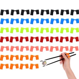 48PCS Chopstick Helper, Reusable Training Helper for Beginners, Plastic Practice Helper, Multicolor Chopstick Trainer Hinges, Chopsticks Trainer for Adult Learner Beginner