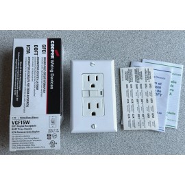 Cooper NEW COOPER VGF15W GFCI DUPLEX RECEPTACLE AND WALL PLATE WHITE 15A 2 Pole 3 Wire