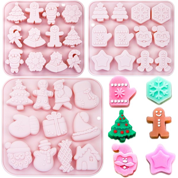 3 Pack Christmas Silicone Chocolate Molds, Christmas Silicone Baking Mold