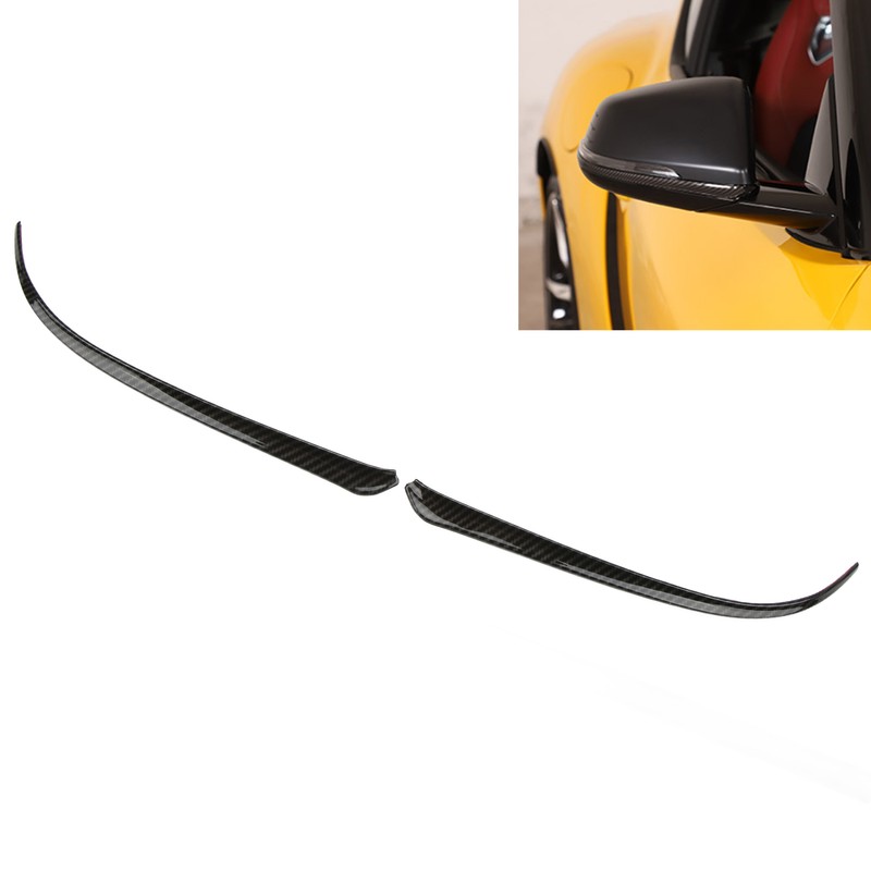 2pcs Side Rearview Mirror Trim ABS Carbon Fiber Color Wing
