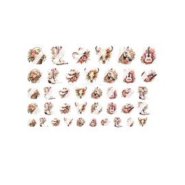 Pastel Cowgirl Horse Nail Art Decals- Waterslide Nail Decals - Set of 39 Decals