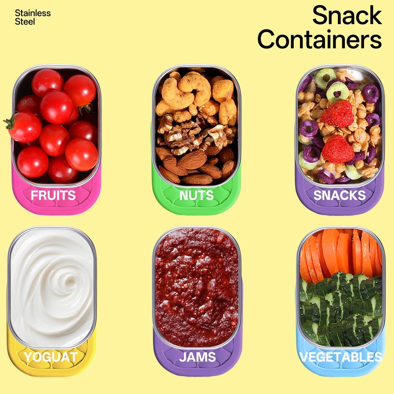 IUAOWEI 5Pack 8oz Stainless Steel Snack Containers for Kids,Small lunch
