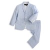 G288 Boys Seersucker 2 Button Suit Set (Large/12-18 Months, Blue)