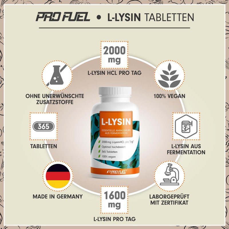 L-lysine tablets 730x - optimally high dose with 2000 mg