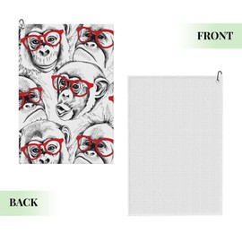 Nuzjahu Monkey Large Golf Towels 24" X 16.1" with Carabiner Clip Microfiber Waffle Pattern Towels for Golf Bags Super Absorbent Towel for Men and Women