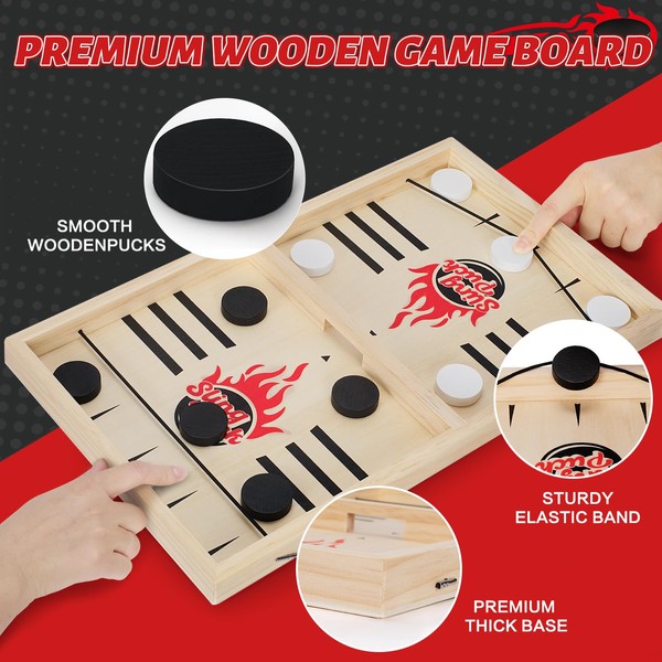 Toidgy Toidgy Large Fast Classic Slingshot Puck Game, Wooden Air
