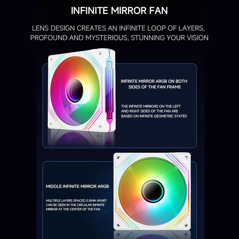 TZMRIT Reverse Flow RGB Fan 140 mm White 5 V