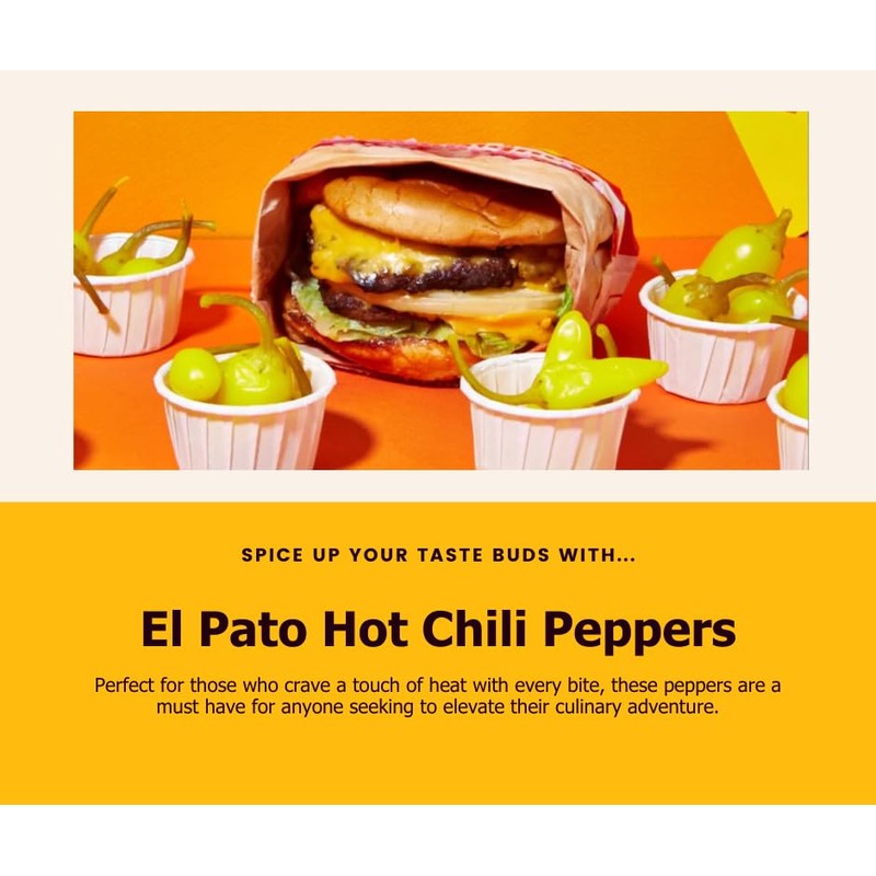 El Pato Hot Chili Peppers, 22oz, (Pack of 6)