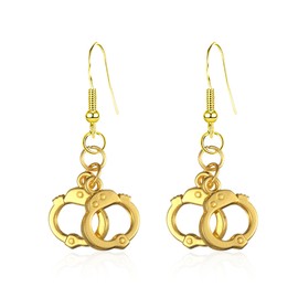 YISXVD Handcuff Earrings for Women Punk Funny Cute Handcuffs Shape Drop Dangle Earrings (Gold)