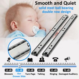 LKRXW 1 Pair (2Pcs) 27mm Drawer Runners 250mm Drawer Rail Runners Heavy Duty Ball Bearing Steel Drawer Slides 10 Inch Cabinet Sliding Full Extension Kitchen Dresser Slider Glides