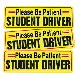 Wogomz 3PCS Student Driver Magnet for Car, Please Be Patient Student Driver Reflective Warning Decal Sticker, Magnetic New Driver Safety Sign for Rookies, Car Exterior Accessories (Student-Black)