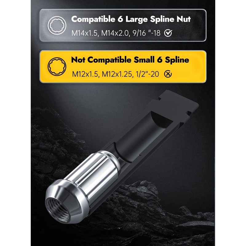 Large 6 Spline Lug Nuts Socket - Replacement for 6