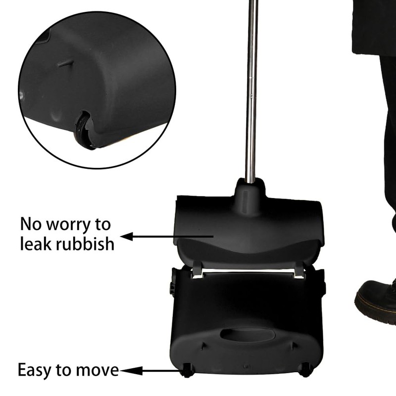 Long Handle Heavy Duty Broom and Dustpan Set, Outdoor and