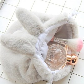 Kingsie Cosmetic Pouch, Cosmetic Bag, Rabbit, Fluffy, Cosmetic Pouch, Drawstring Bag, Cosmetics, Travel, gray
