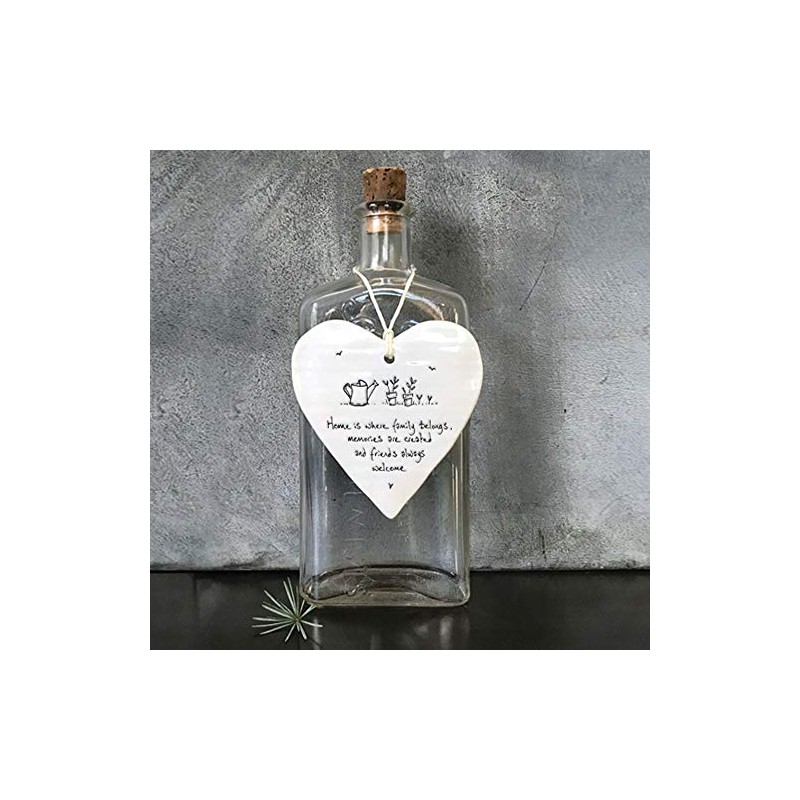 East Of India Hanging Heart Gift Home is where family