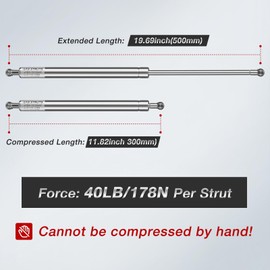 Vepagoo 20 inch 40lb/178N Stainless Steel Gas Struts Shocks Spring Lift Support Available for Boat Hatch RV Bed Camper Truck Travel Trailer Bed Tonneau Cover and Box Lid, Set of 2