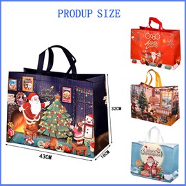 Christmas Tote Bag for Gift Wrapping: Large Size Gift Bags 4pcs Non-woven Fabric Christmas Shopping Bags with Handle 42 x 32 x 18cm