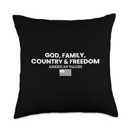American Crew God, Family, Country & Freedom Patriotic Pro America Throw Pillow, 18x18, Multicolor