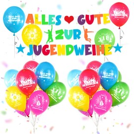 Alles Gute zur Jugendweihe Banner Jugendweihe Decoration Girl Boy Finally Adult Decoration 15 Pieces Balloons Youth Consecration Decorations Youth Consecration Garland Banner Gift Idea for Teenagers