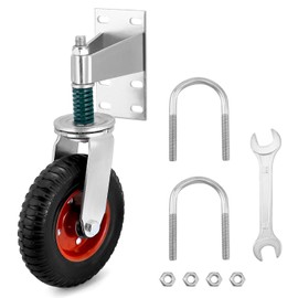 QWORK Heavy-Duty 8-Inch Plate Caster with 360 Degree Rotation - 600LBS Load Capacity, Durable 11LB Product Weight, Easy Installation