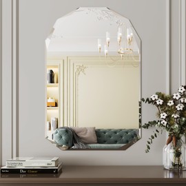 AUYHM Arched Mirror 24x36, Mirrors for Bathroom Sink,Frameless Mirrors,Decorative Mirror Diamond Bevelled Edge,Bathroom Mirrors for Over Sink