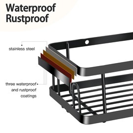 Unicrest RY Adhesive Shower Caddy, 2 Pack Stainless Steal Organizer, Rustproof Bath Rack with Large Capacity,Durable Shelves for Rough Walls by Drilling, Bathroom Kitchen & Home Decor Storage