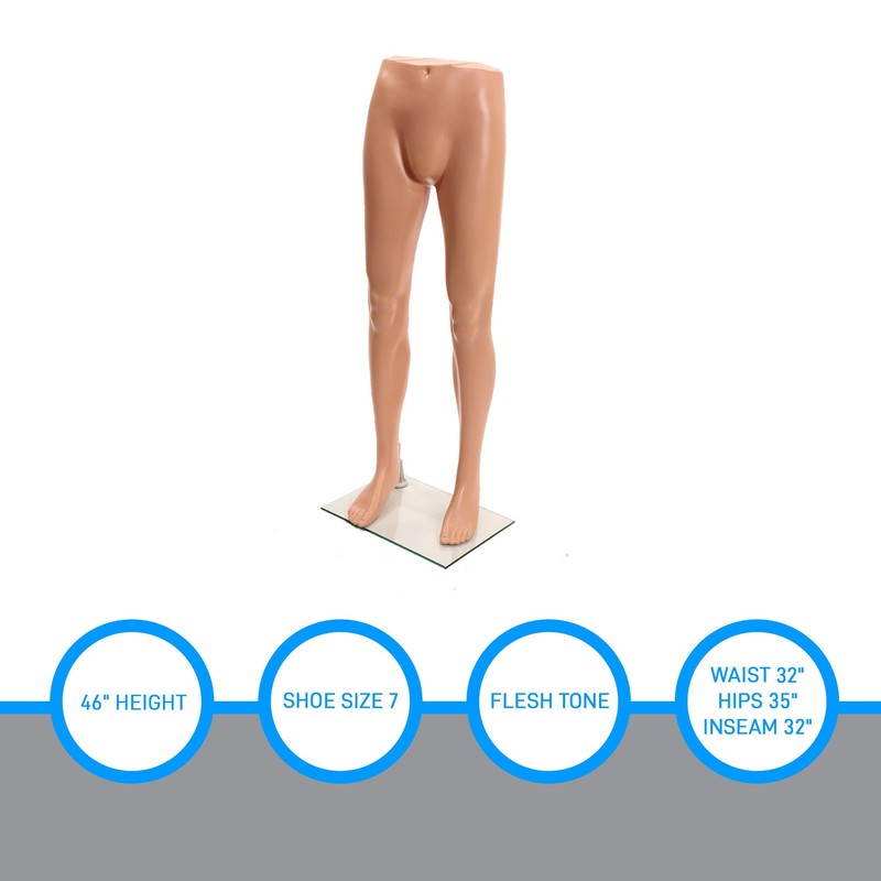 SSWBasics Male Plastic Mannequin Leg Form - Height 46" -