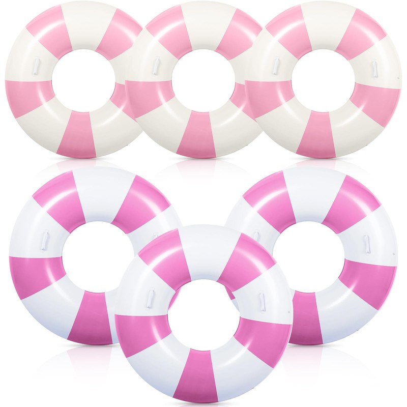 6 Pcs Large Swim Ring with Handles 47.24 Inch 35.43