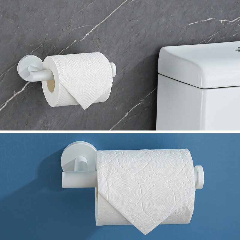 SEABEFORE White Toilet Roll Holder Bathroom Toilet Paper Holder Wall-Mounted