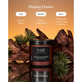 M&SENSE Blazing Flames Candle, 70 Hours Long Lasting Candle for Home Decor, 11.6oz Cade & Patchoulli Scented Candle, 2 Cotton Wick Natural Soy Wax Candle for Celebration Chritsmas Holiday