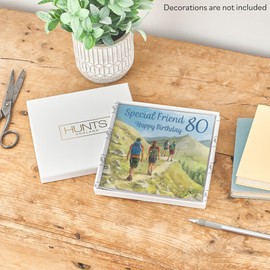 Hunts England - Luxury Boxed 80th Friend Walking Birthday Card - Milo's - Age 80 Walkers Fun Birthday Card For Friend - Birthday Card For 80 Year Old Hiking Fan - Age Eighty - Card In Keepsake Box