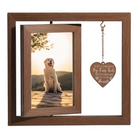 Qunaawa Pet Memorial Gifts for Dogs Cats, Memorial Picture Frame Gifts for Loss of Pets, Dog Sympathy Bereavement Remembrance Rotating Wooden Picture Frame Picture Frame (B)