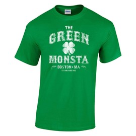 DIRTYRAGZ Green Monsta Boston Tshirt - Green Monstah Shirt for Men or Women, Baseball Gift T-Shirt
