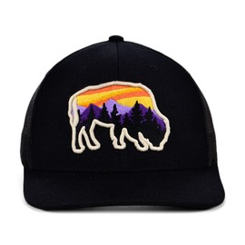 Local Crowns Buffalo Night Views Mountain Trucker Adjustable Snapback Black/Buffalo Cap