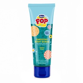 Chicco POP Smoothy Scrub Corpo Bambini e Ragazzi 150ml, Scrub Gel Esfoliante Delicato alla Vaniglia per Pelle Liscia, Con Semi di Kiwi, Formula Vegana Dermatologicamente Testata dai 3 Anni+