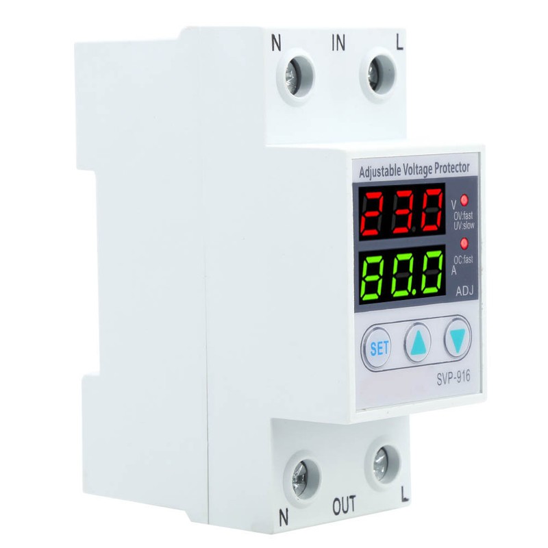 SVP‑916 100‑130VAC Adjustable Over and Under Voltage Protector Delay Reset