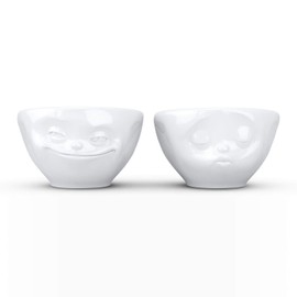 FIFTYEIGHT PRODUCTS / Tassen / Kleines Schälchen-Set Nr. 1 „Grinsend & Küssend“ (Porzellan, 100 ml, weiß, Made in Germany)