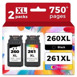 260XL 261XL PG-260 CL-261 XL Combo Pack to TS6400 TS6420a TR7020a Ink Cartridge Replacement for Canon PG260 CL261 XL PG260XL CL261XL (Black color,2-Pack) for TR7020 TR7022 TS6420 TS5300 TS5320 Printer