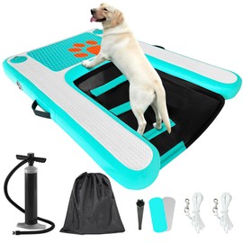 TONKOUM Inflatable Dog Water Ramp Floating Dock - 200LBS Capacity Non-Slip Pet Float Ladder Enables Safe Pool/Lake/Boat Entry