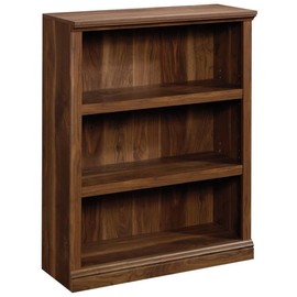 Sauder Carell Furniture Contemporary 3-Shelf Wood Bookcase in Grand Walnut