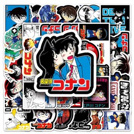 KRGNPLE 50 Sheets Detective Conan Waterproof Stickers Paper Notebook Motorcycle Suitcase Sticker Helmet Laptop Waterproof Cute Graffiti Stickers