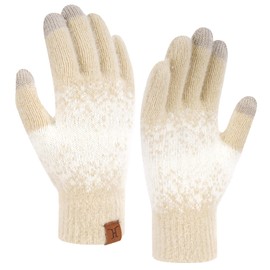Bequemer Laden Thermal Touchscreen Gloves Women's Winter Warm Knitted Gloves Winter Gloves with Elastic Cuff Elegant Women Gift, Apricot white