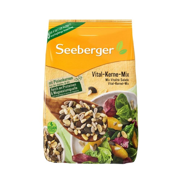 Seeberger Vital Kernes Mix: Crunchy Mix of Pine, Sunflower, Pumpkin and Soy Kernels - as a Baking Ingredient, for Salad and Cereal, Vegan (1 x 500 g)