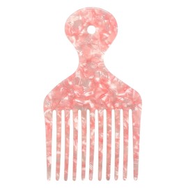 Wide Tooth Afro Hair Pick Comb, Afro Comb, Smooth Sturdy Wide Tooth Pick For Hair, Detangling & Styling Hair Pick For Women & Men, Pink, 4.8 Inch