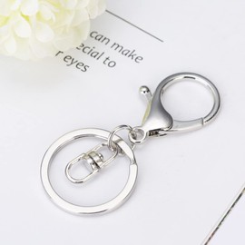 HappyHome 15 Pcs Naskan Silver Accessory Parts Keychain Hardware Key Ring with Swivel Hook (Silver)