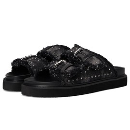 Nine West Women's Eleny Flat Sandal, Light Grey Denim, 9