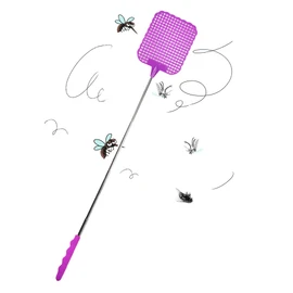Plastic Telescopic Fly Swatter, Stainless Steel Telescopic Rod Bezel, Mosquito Swatter, Suitable for Indoor/Outdoor/Classroom/Office (2 Pcs-Black) (1 Pcs-Purple) (1 Pcs-Purple)