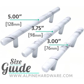 ALPINE HARDWARE Solid Euro Style Bar Pull-25Pack ~3 inch Hole Center & 5 3/8 inch Length-Heavy Stainless Steel T-Bar Handle W/a Marble Finish-American Owned Cabinet Hardware